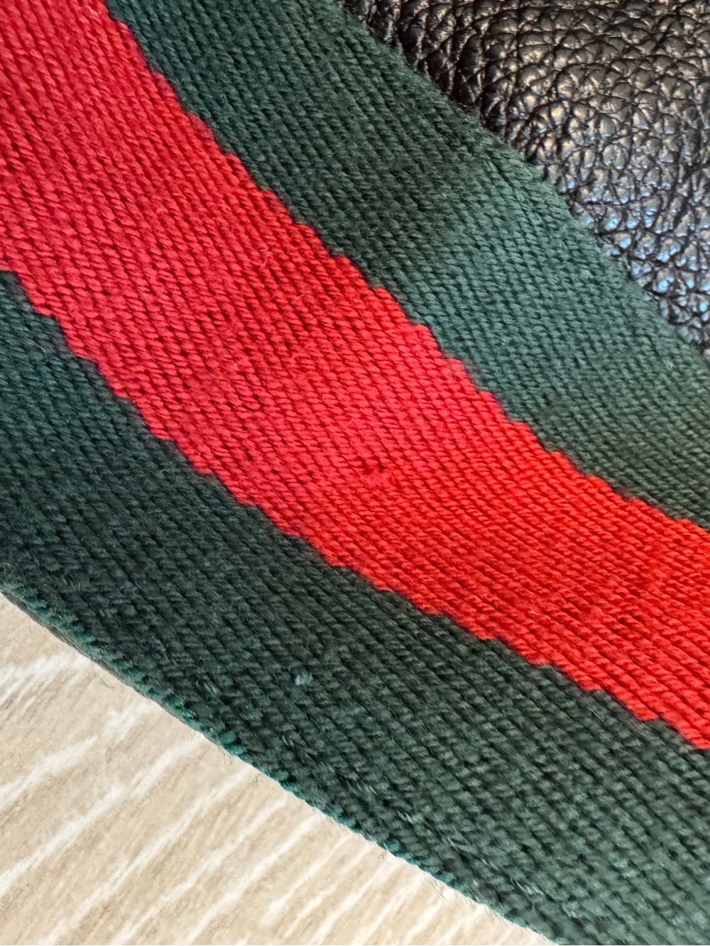 Gucci Black Crescent Bag w/Green & Red Stripe & Gold Bamboo Rings - Picture 9 of 13